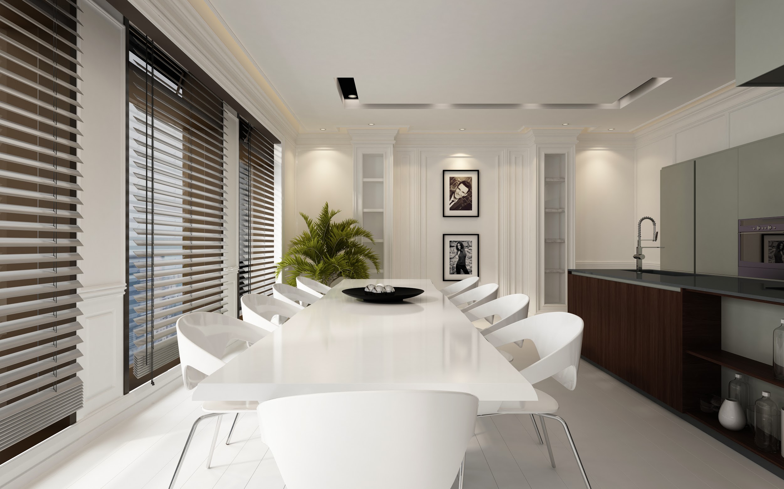 modern white dining room interior